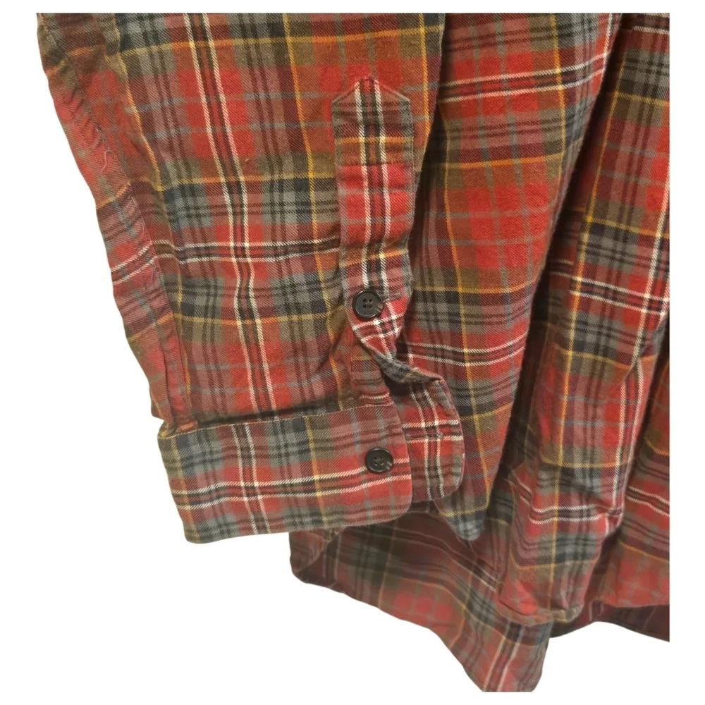 Vintage Polo Ralph Lauren Benford Cotton Wool Red Plaid Button Down Shirt Large